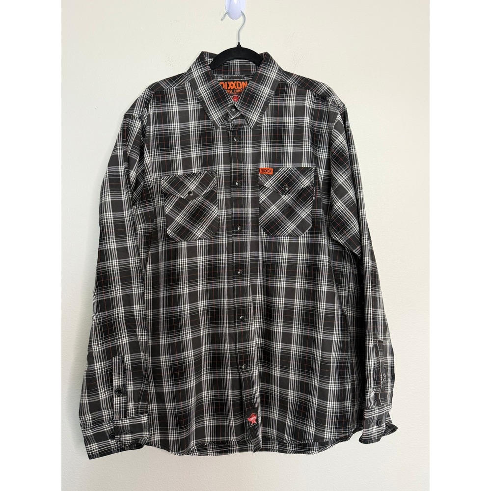Dixxon Flannel Co DXN FR Plaid Shirt Men's XL Black Orange Workwear